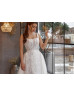 Square Neck Ivory Glitter Lace Wedding Dress With Detachable Train